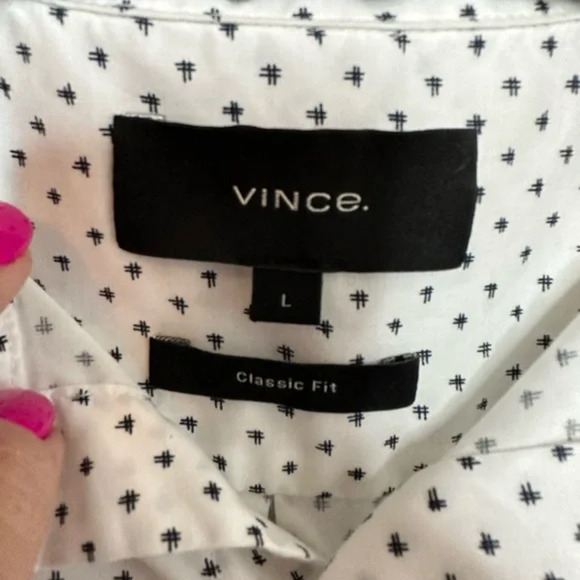 Vince Classic Fit Micro Print Button Down Shirt Short Sleeve Size Large - Picture 7 of 7